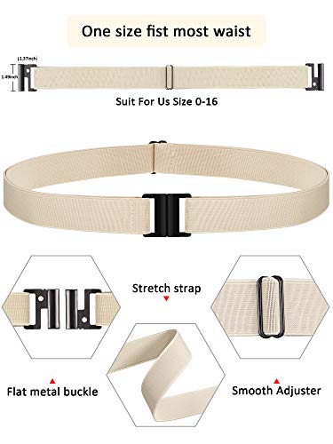 4 Pieces Women Elastic Stretch Belt Invisible No Show Waist Belt with Flat Buckle (Black Blue Khaki Coffee)2