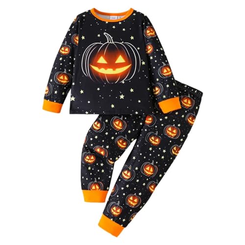 Schlafanzug Jungen Halloween Kostüm Kinder Langarm Pyjama Set Niedlich Bequeme Weich Zweiteiliger Nachtwäsche Cartoon Dinosaurier Druck Top Und Hose...