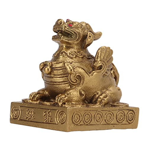 Haofy Adorno Pixiu de Latón, Estatua Pequeña de Metal Fundido de 1,7 X 1,5 X,9 Pulgadas con Mano de Obra Retro para Sala de Estar, Sala de Estar, Decoración de Mesa Utilitaria, Oficina en Casa,