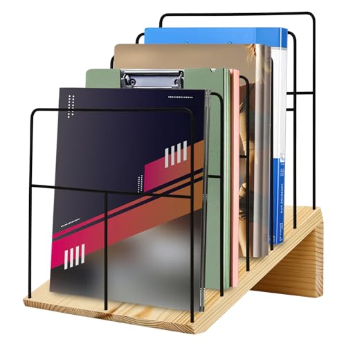 Bgzdxhxyr File Organizer for Desk, 5-Section Desk File Organizer, Metal Wire File Sorter Organizer, Desktop File Folder Holder for Office School Home Organization