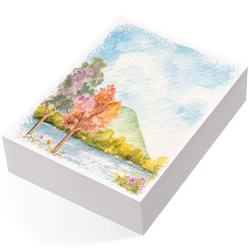 80 Sheets Watercolor Paper Bulk, 110 lb/230 GSM Cold Press Paper White Water Color Paper for Kids Child Students Adults Artists Drawing Wedding Gift Cards(5 x 7 Inch)