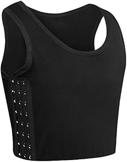 XUJI Chest Binder Short Corset Sport Bra for Tomboy Transgender FTM (Black, M)