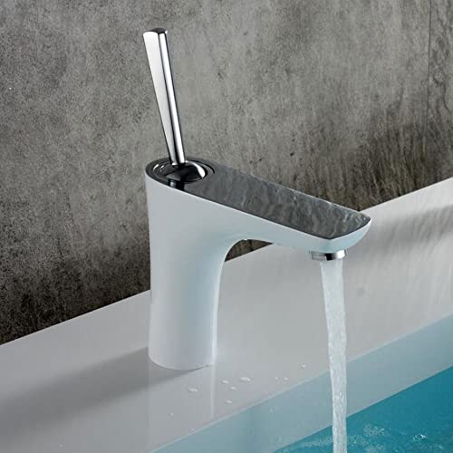 Robinet blanc surélevé eau chaude et froide : mitigeur lavabo en laiton précis