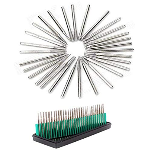 Image of DIY Crafts 30 Pieces Rotary Tool Bits - Diamond Tipped Deburring and Engraving Set - For a Range of Surfaces in a Variety of Sizes (Shape No # 4, Diamond Burr)