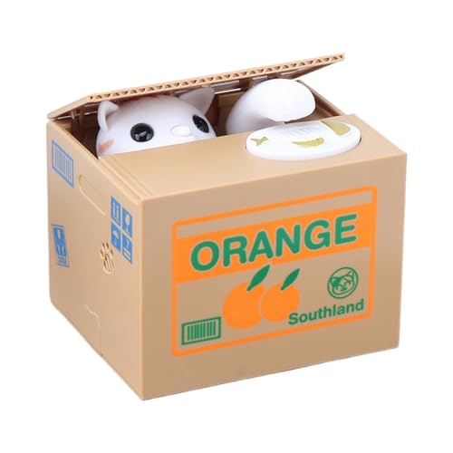 Banco de ahorro para gatos, divertido soporte interactivo para efectivo, mecanismo alimentado por pilas, contenedor decorativo compacto | Dispositivo organizador de almacenamiento de dinero para