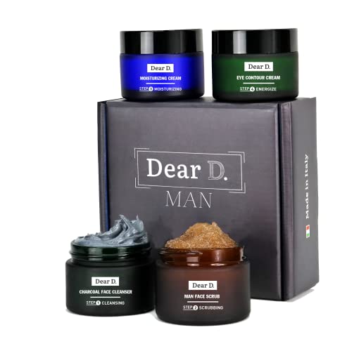 Dear D. Face Skincare Box Kit Superior | 4-Step Complete Routine with Face Wash, Face Scrub, Moisturizer, Eye Cream | Made In Italy Men's Cream Set Dear D. Face Skincare Box Kit Superior | 4-Step Complete Routine with Face Wash, Face Scrub, Moisturizer, Eye Cream | Made In Italy Men's Cream Set