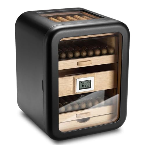 GerCxxly Cave à Cigares,4 Tiroirs Humidor Cigarren,Boîte De Rangement en Bois De Noyer,Capacité D'environ 110 Cigares,pour Homme B