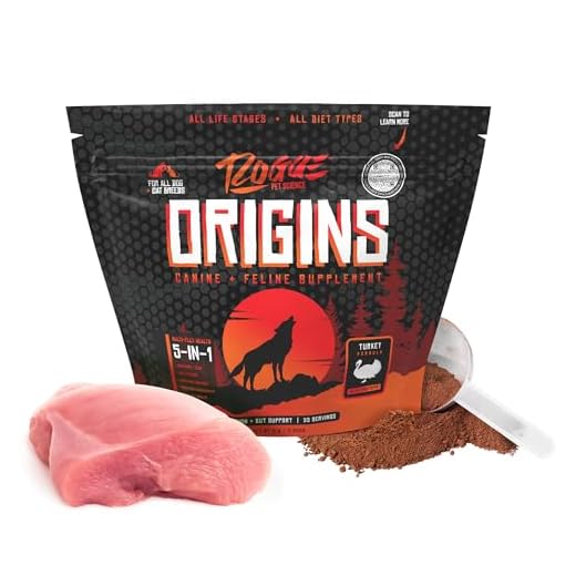 ROGUE PET SCIENCE Origins 5-in-1 Dog Supplement - Powdered Food Topper w/Natural Turkey Protein- Supports Healthy Digestion, Skin, and Coat - Helps Reduce Itching & Joint Inflammation (2LB)
