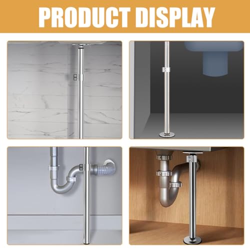 Support d'évier sous plan en acier inoxydable réglable de 43 à 75 cm argenté - 5