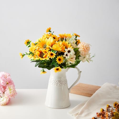 Vase pichet céramique blanche 22cm idéal sur table de salon chic - 3
