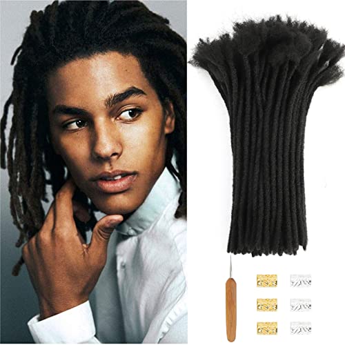 Dreadlock Extensions 12 Inch 60 Strands, Handmade Fashion Reggae Hip-hop Synthetic Hair, Afro Kinky Top Locs Crochet Hair Extensions (12 Inch, 60 Strands, 1B)