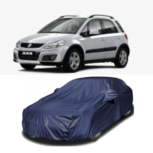 Image of Car Body Cover Compatible with Hyundai SX4 | Water, Dust & UV Protection | Mirror Pockets | Elastic Grip | Triple Stitch SX4 Car Cover (Blue)