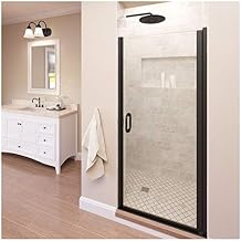Basco Shower Door Infinity , Semi-Frameless Shower Door, Clear Glass, Oil Rubbed Bronze Finish, 27.0625 - 28 in. wide x 65.5625 in. high
