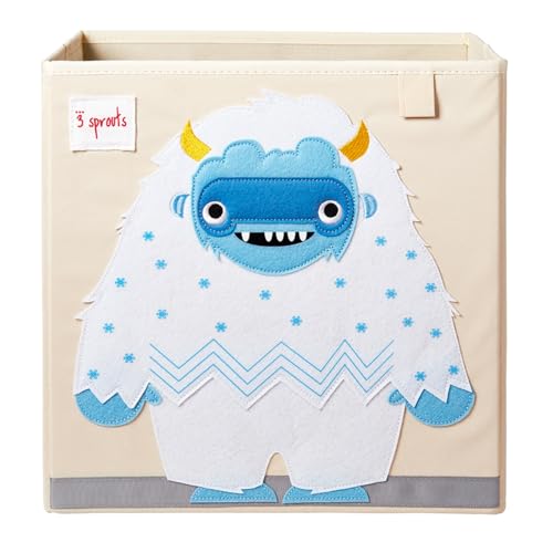 Caisse rangement enfant tissu yéti boîte jouet 33x33