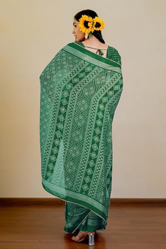 Image of MIRCHI FASHION Women Saree Leheriya Print Chiffon | Lightweight Traditional Sari for Farewell and Wedding Ceremonies with Unstitched Blouse Piece