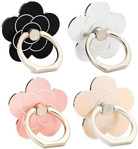 Cell Phone Ring Holder Flower,Fwaytech 360 Rotate Metal Finger Ring Socket Grip Kickstand for Smartphones,4Pack (Flower4)