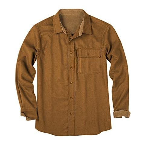 Hodaweisolp Men's Flannel Shirt Long Sleeve Casual Button Down Shirts Brushed Regular Fit Pocket Shirt Tops Brown-XL Cover