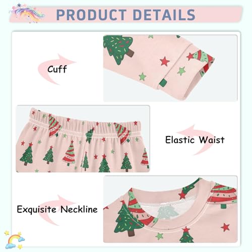 Pajama Sets Long Sleeve Watermelon Color Christmas Tree Soft Comfy Sleepwear 2 Piece PJS 3-8T4