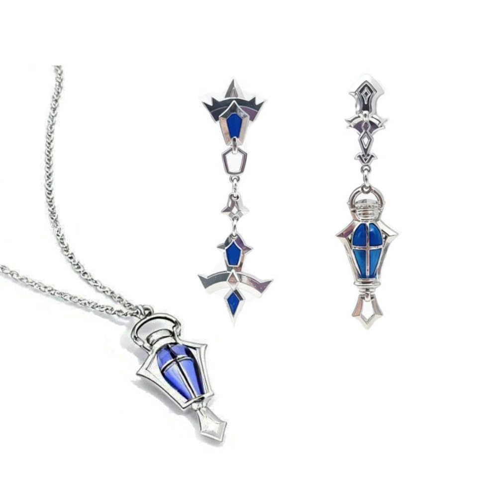 MayDee Gen Shins Necklace Earring Set Flins Cosplay Flins Lamp Pendant Necklace Cosplay Accessories