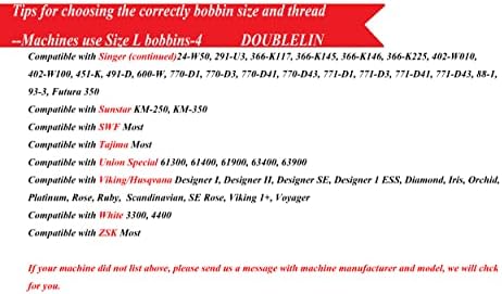 DOUBLELIN Prewound Bobbin, Cardboard, Size L (SA155, Size 9.4),144pcs per Box, Filament Polyester, Compatible with Babylock, Barudan, Bernina, Brother, Singer, Tajima and More (75D/2 Black)