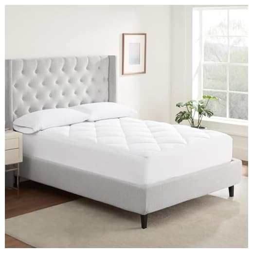 SERTA Extra Comfort Fiber Fill Cooling Fitted Mattress Pad Cover, King, White