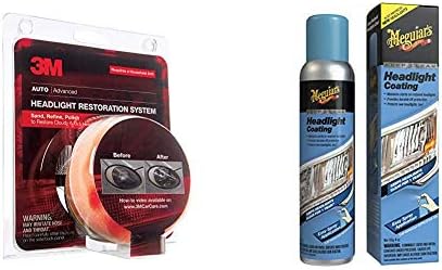 3M 39008 Heavy Duty Kit Headlight Lens Restoration System + Meguiar's G17804 Keep Clear Headlight Coating, 4 oz. – Maintain The Clarity of Your Headlights
