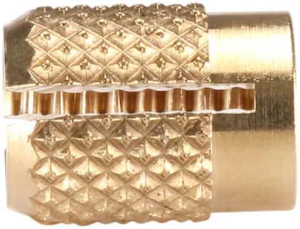 Press Insert, #6-32 Int Thrd Sz, 1/4 In L, 13/64 In Dia., Brass, Plain, 1000
