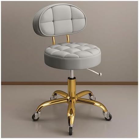 Adjustable Hydraulic Rolling Stool with Back Support - Comfortable Swivel Chair on Wheels for Beauty Salon, Spa, Tattoo, and Makeup Artists - Ergonomic Design for Ultimate Comfort
