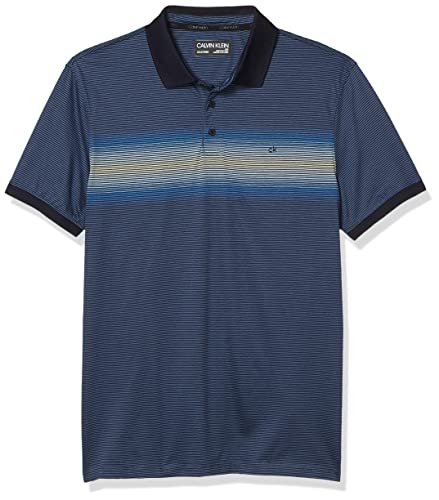 Image of Calvin Klein Men's Liquid Touch Polo Stripe with UV Protection