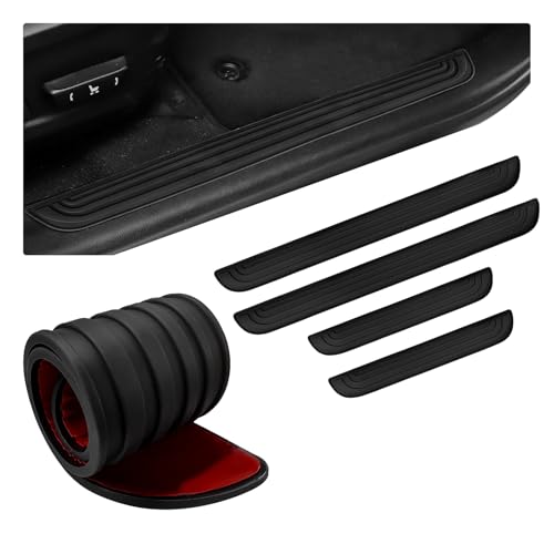 LSKASELUE - LSKASELUE 4 PCS Car Door Sill Protector, 2" Wide Anti-Scratch Auto Threshold Protective Strip with Adhesive Backing, Universal Waterproof Door Sill Protection Film for Most Vehicles - -40%