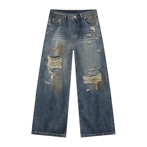 Men's Jeans Autunm American Retro Wide-Leg Commute Casual Slim Fit Home Weekend Long Pants