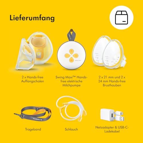 Medela Swing Maxi Hands-free Elektrische Doppelmilchpumpe – Einfaches und intuitives Design für unterwegs – Verbindbar mit der Medela Family App