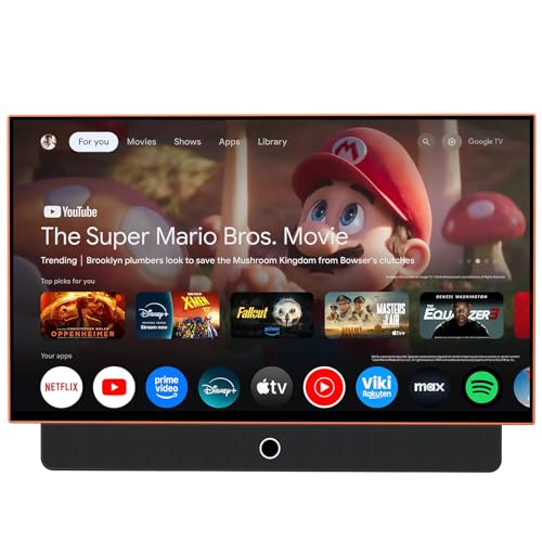 HSTrejanyx 27-Inch Portable Smart TV with Battery Operated, 1080P FHD Smart TV OS, HDR10, Dolby Audio, Chromecast & Bluetooth, Ideal for Outdoor Viewing, RV Trips, Sports & Movie Nights (G27CF,Orange)
