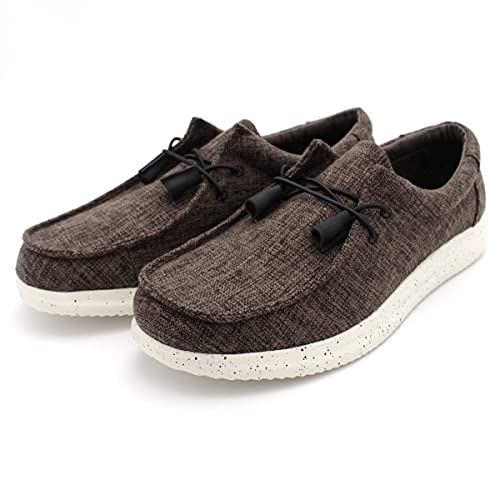 Mens Hola Canvas Upper Fashion Slip On Loafers Brown Woolen4