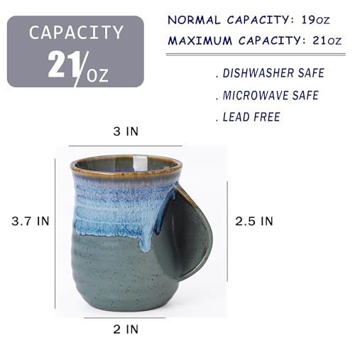 Taza grande de cerámica 21 oz, azul grisáceo miniatura 2