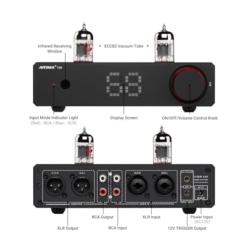 Image of AIYIMA T20 Fully Balanced Tube Preamp for Home Audio - ECC83 Tube Design, Swappable Op-Amps & Tubes, XLR /RCA Inputs /Outputs, Pre-Amp for 2 Channel Stereo Hi-Fi Amplifier & 2.1 Theater Setup
