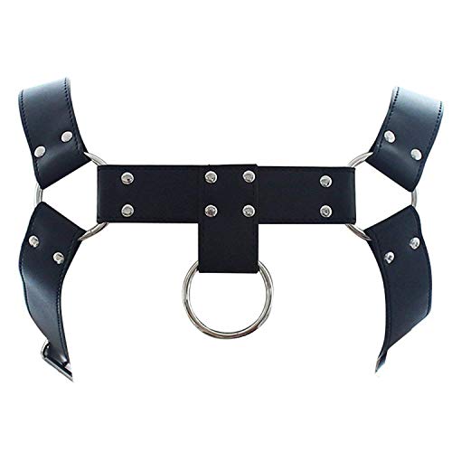 Ceinture en cuir réglable avec harnais et sangles pour hommes ceintures grand et haut à cliquet réversible noir – vue 3