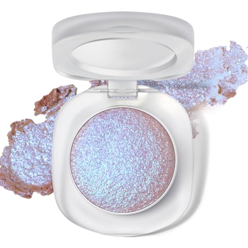 Paleta de sombras holográficas BelleFlair con brillo duocromático, sombras cremosas de larga duración para maquillaje de ojos, sombras metálicas brillantes (azul violeta)