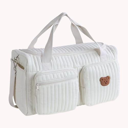 Quilted Diaper Bag Large Cute Duffle Bag for Women (Bear)4