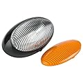 Lumitronics RV 12V LED Oval Porch Utility Light with On/Off Switch - Clear & Amber Lenses - For Motorhomes, Campers, Trailers, 5th Wheels (Black)