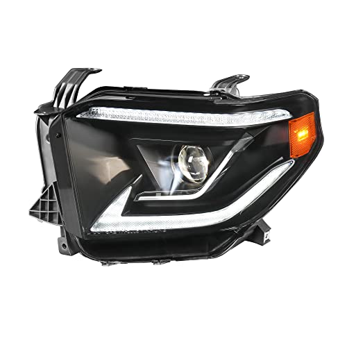 Mostplus Full Led Headlight Assembly Compatible With 2014-2021 Toyota Tundra Led Drl Model With Black Housing , Black Lens（Set Of 2） #TOP7