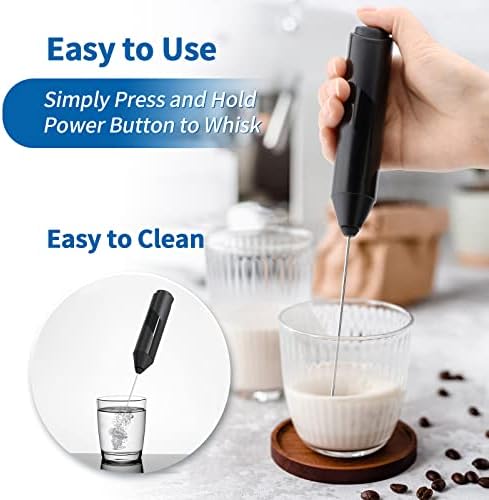 LUUKMONDE Electric Milk Frother Handheld,Mini Drink Mixer Coffee Whisk,Battery Operated Powerful Foam Maker for Latte,Matcha Tea,Cappuccino,Hot Chocolate,Stand Not Included,Black