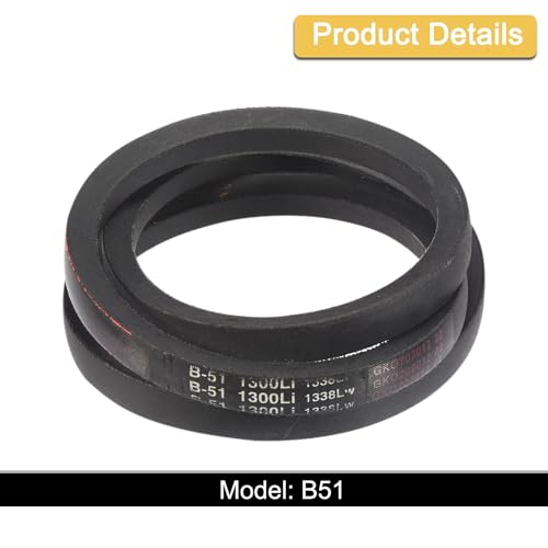 Image of uxcell 3 Pack B51 Classic Wrapped V-Belt, 54 inch Outside Circumference Wrapped Industrial Rubber V-Belt B Profile V-Belt for Industrial Machinery Equipment, Black