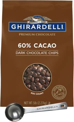 Ghirardelli 60% Cacao Chocolate Chip, 5lb with Ghirardelli Barista Spoon