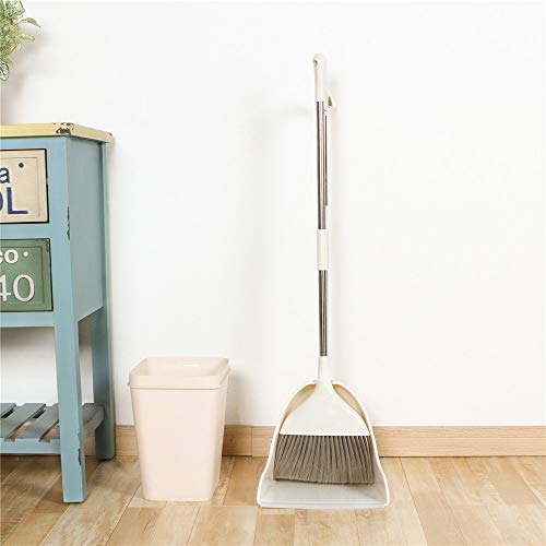 ZWEBY Kehrbürste Indoor Kamm Winddicht Besen Kehrschaufel Kombi-Set Reinigungsbesen Kombi für die heimische Küche (Farbe : Weiß, Size : 27x26x84cm) – Bild 4