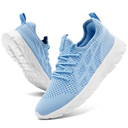 MGBDSZ Women's Running Sneakers Walking Tennis Slip on Shoes Fashion Gym Non Slip Comfort Lightweight Athletic Casual Fitness Sports Workout Shoes for Women Light_Blue Size US 10
