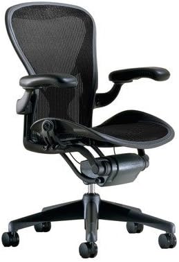 Herman Miller Classic Aeron Task Chair: Tilt Limiter w/Seat Angle Adj - PostureFit Support - Fully Adj Vinyl Arms - Standard Carpet Casters