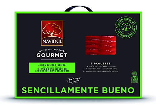 Navidul Maletín de Jamón de Cebo Ibérico freshpack 3x110g, Chorizo Gran selección freshpack 3x100g y Salchichón Gran selección freshpack 3x100g 930 g