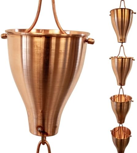 Nutshell Stores Smooth Cups Rain Chain - Copper - 18 Feet