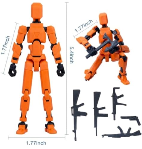 Image of (Do it Yourself) Action Figure Toys,DIY Assembly Dummy 13 Action Figures,Articulated Joints Robot,Gift Idea for Teens & Adults for 14+ (Orange, Orange)